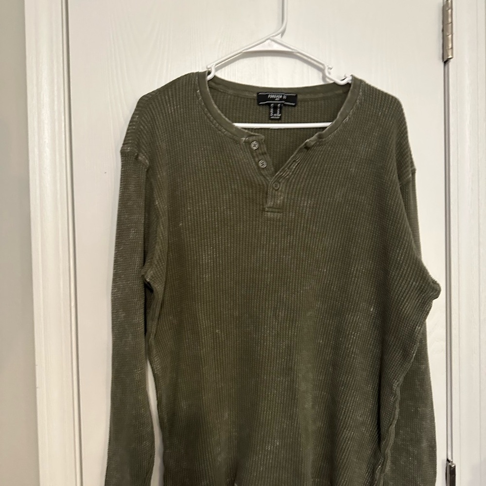 Forever 21 Olive Long Sleeve Henley